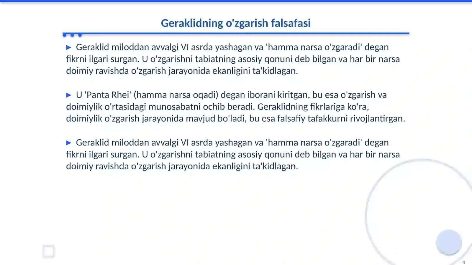 Dastlabki falsafiy qarashlar (Demokrit Geraklid Pifagor) 4