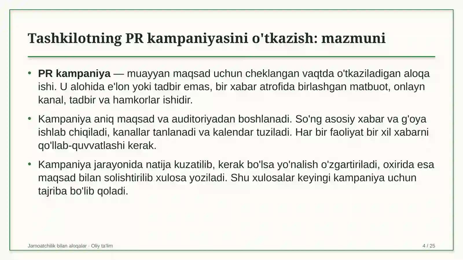yo'l harakati xavfsizligi xizmatida tashkilotning pr kampaniyasini o'tkazish 7969 4