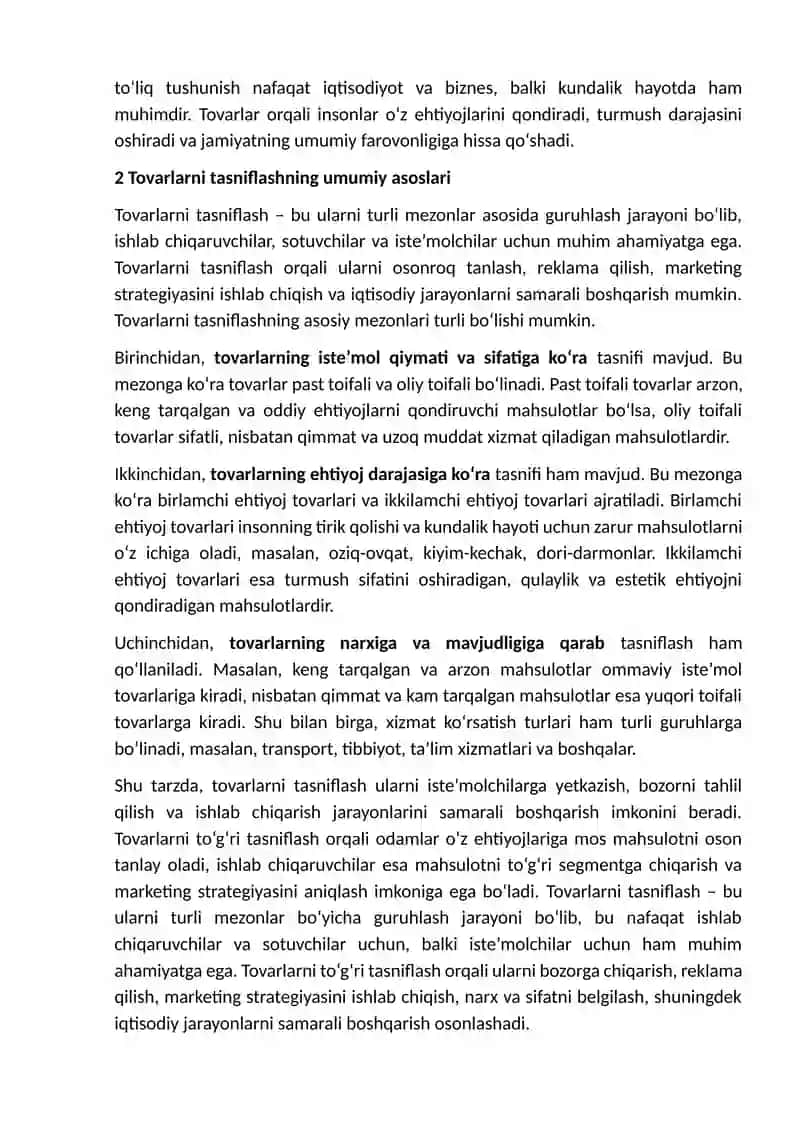 Past toifali, oliy toifali va birlamchi ehtiyoj tovarlar 4