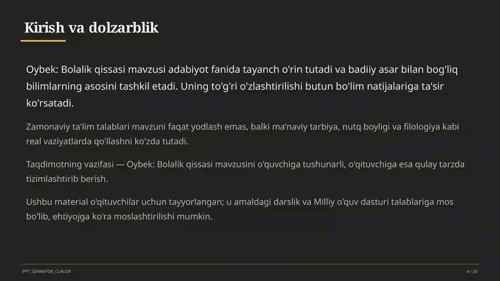 Oybek: Bolalik qissasi (6-sinf) 4
