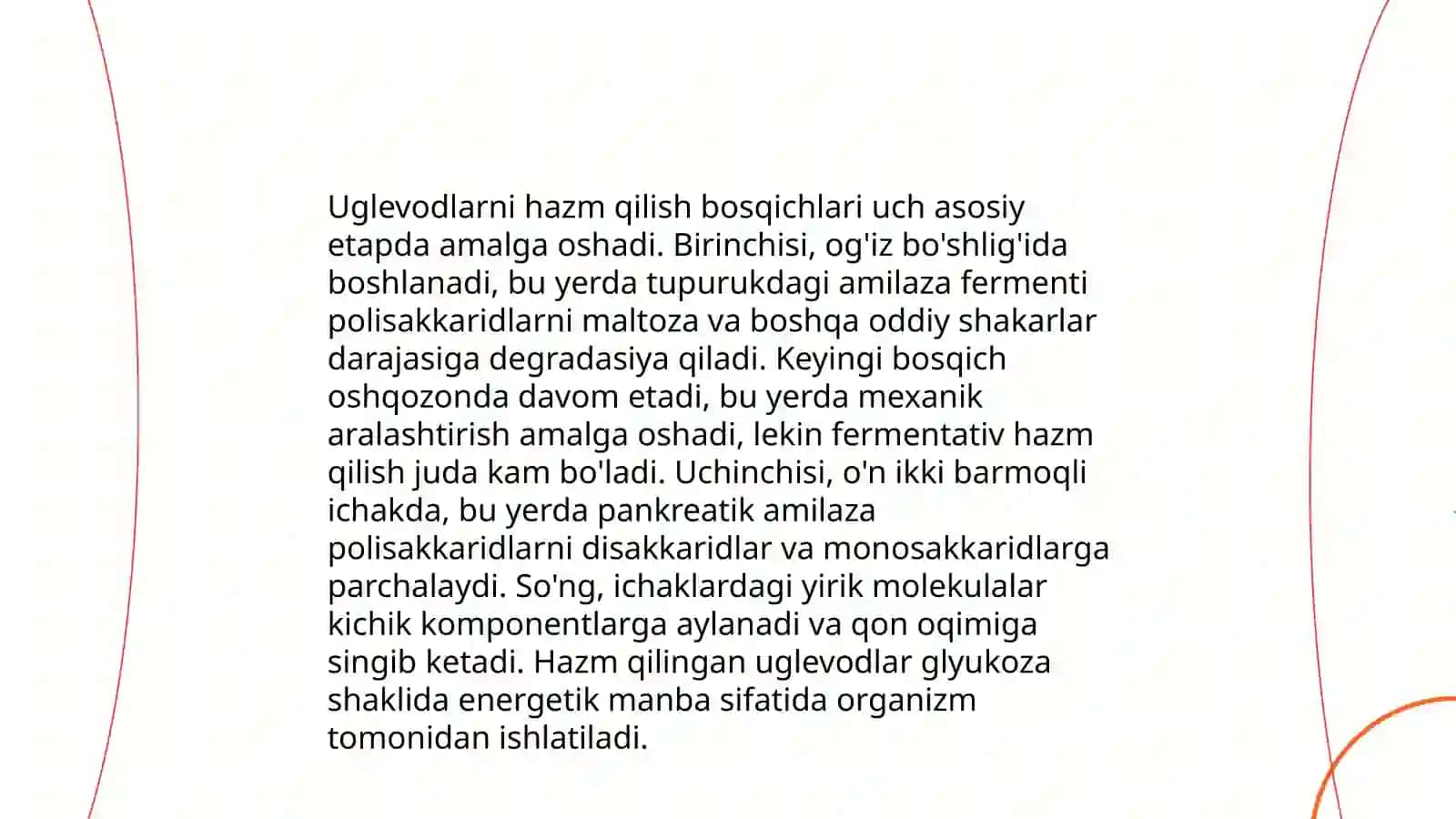 Uglevodlarni hazmlanishi va soʻrilishi,glikogen sintezi va parchalanishi,glikogen kasalliklari 4