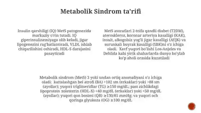 Metabolik sindrom kelib chiqishining bioximyoviy asoslari va asoratlari 4