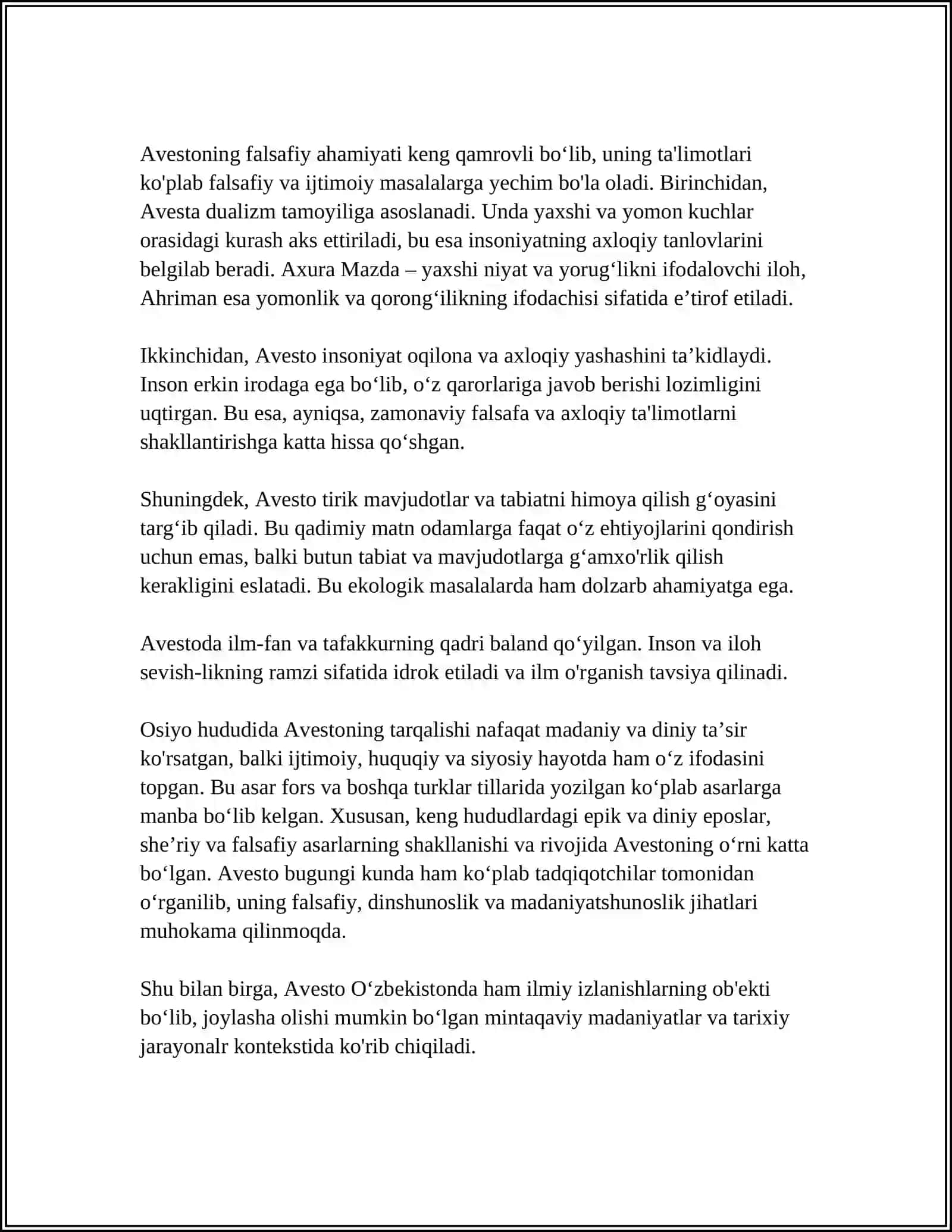 OSIYODAGI AVESTO HAQIDA FALSAFIY FIKIRLAR 4