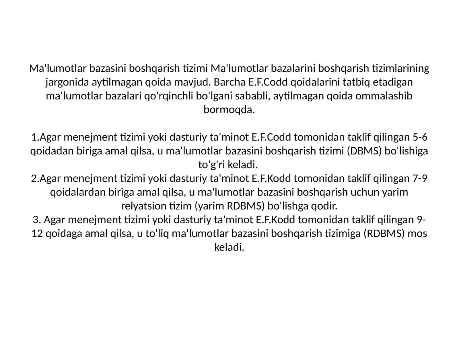 Ma'lumotlar bazalarini boshqarish tizimi 4