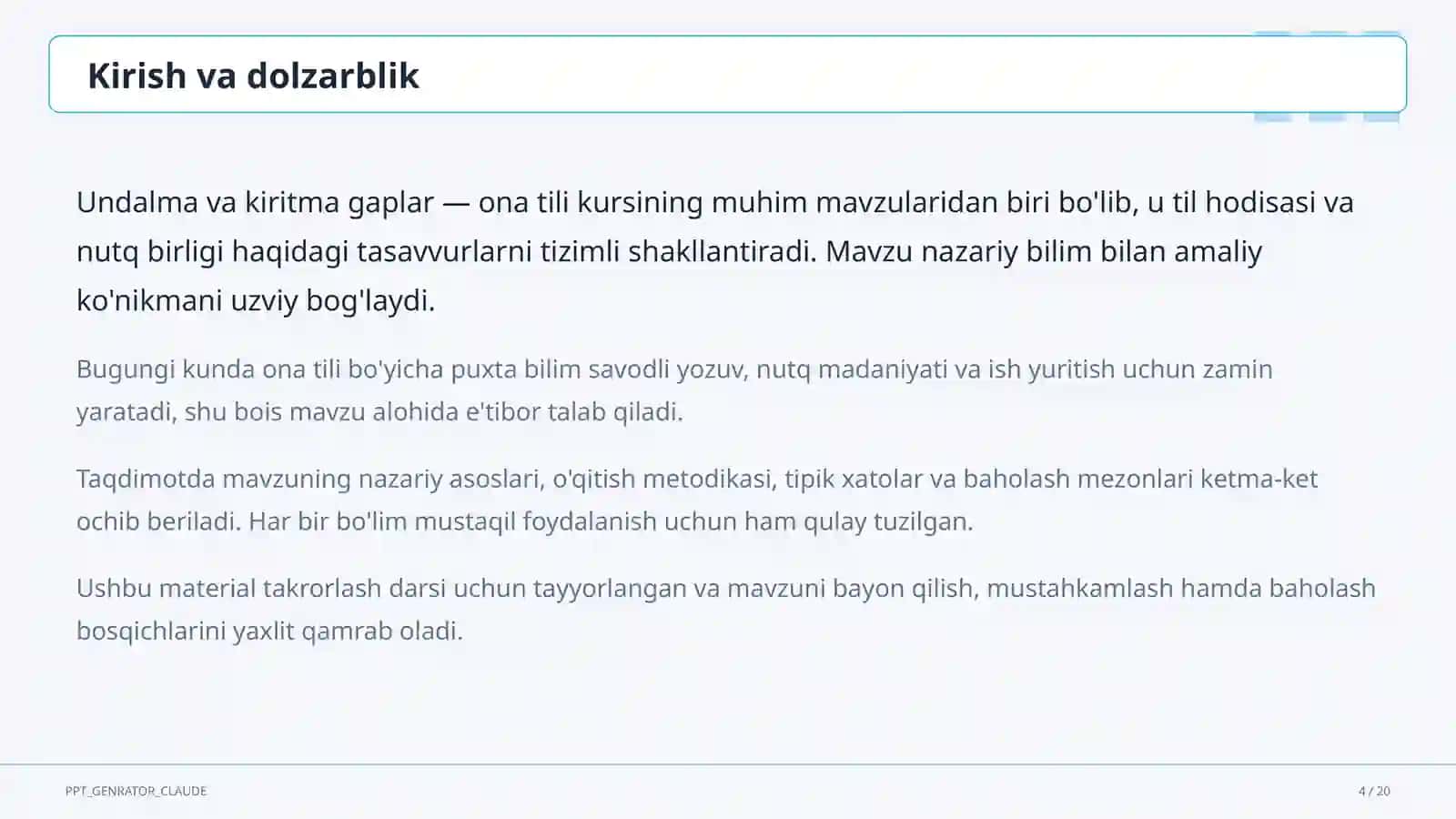 Undalma va kiritma gaplar (8-sinf) 4