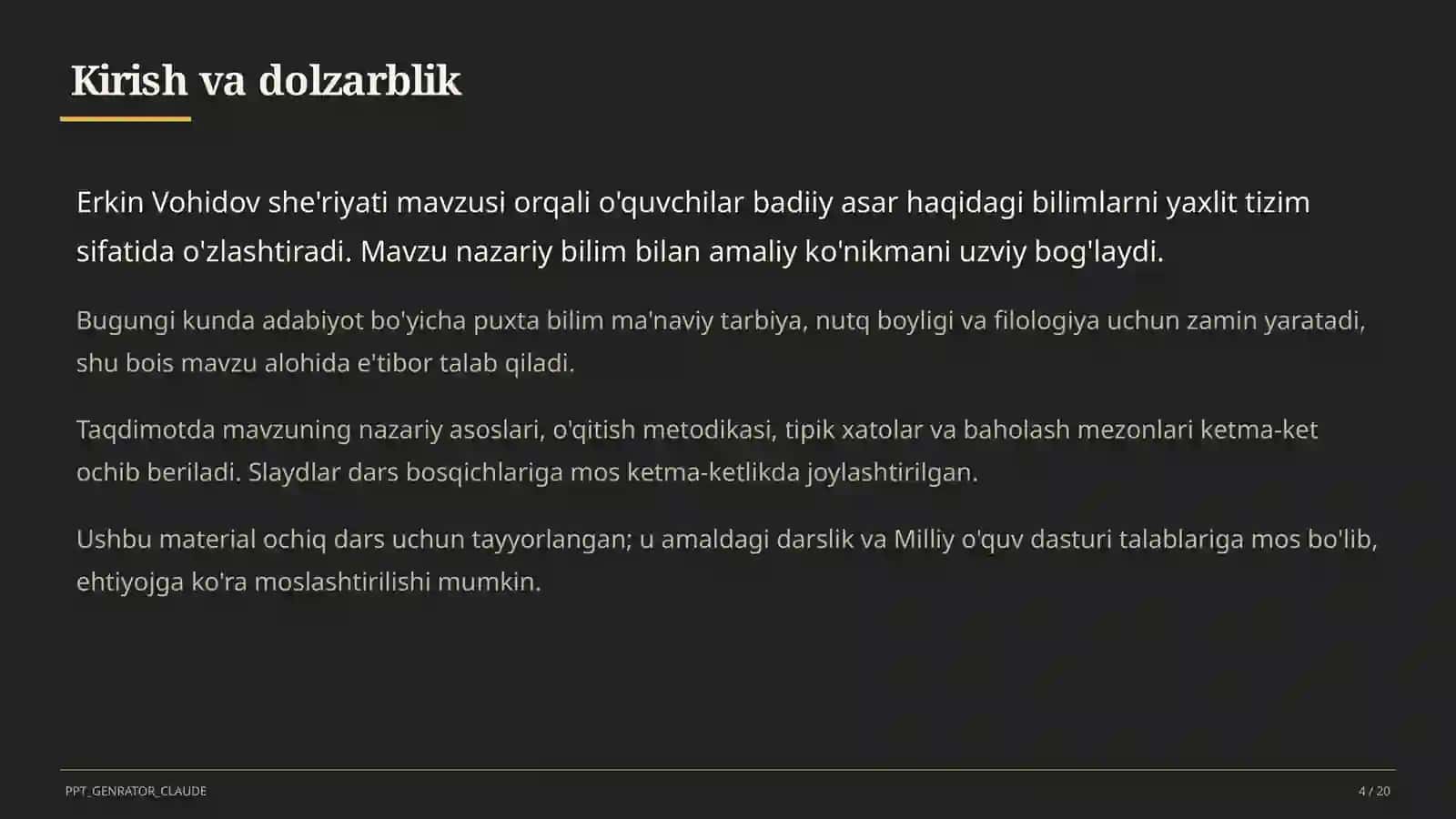 Erkin Vohidov she'riyati (8-sinf) 4