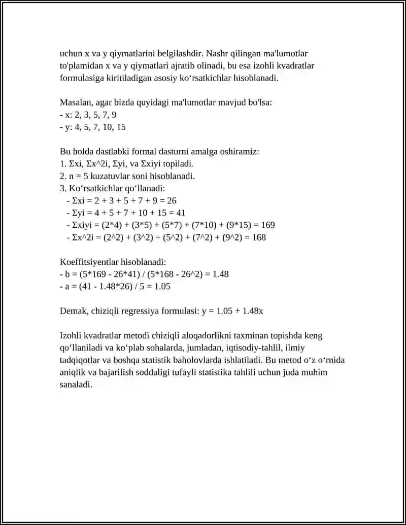 KVADRATLAR BOʻYICHA YUZANI NIVELIRLASH NATIJALARINI ISHLAB CHIQISH 4