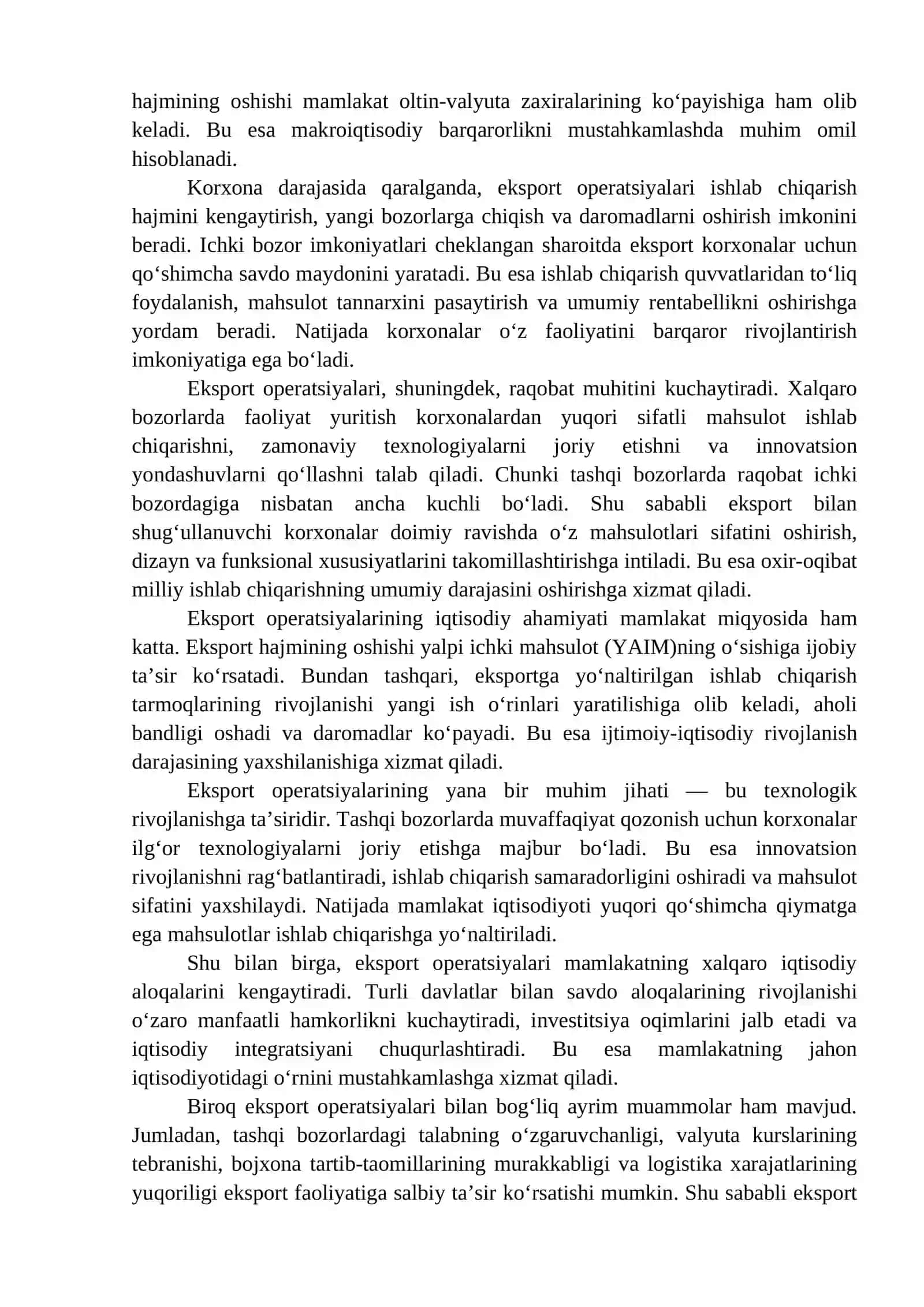 Eksport operatsiyalari tahlili 4