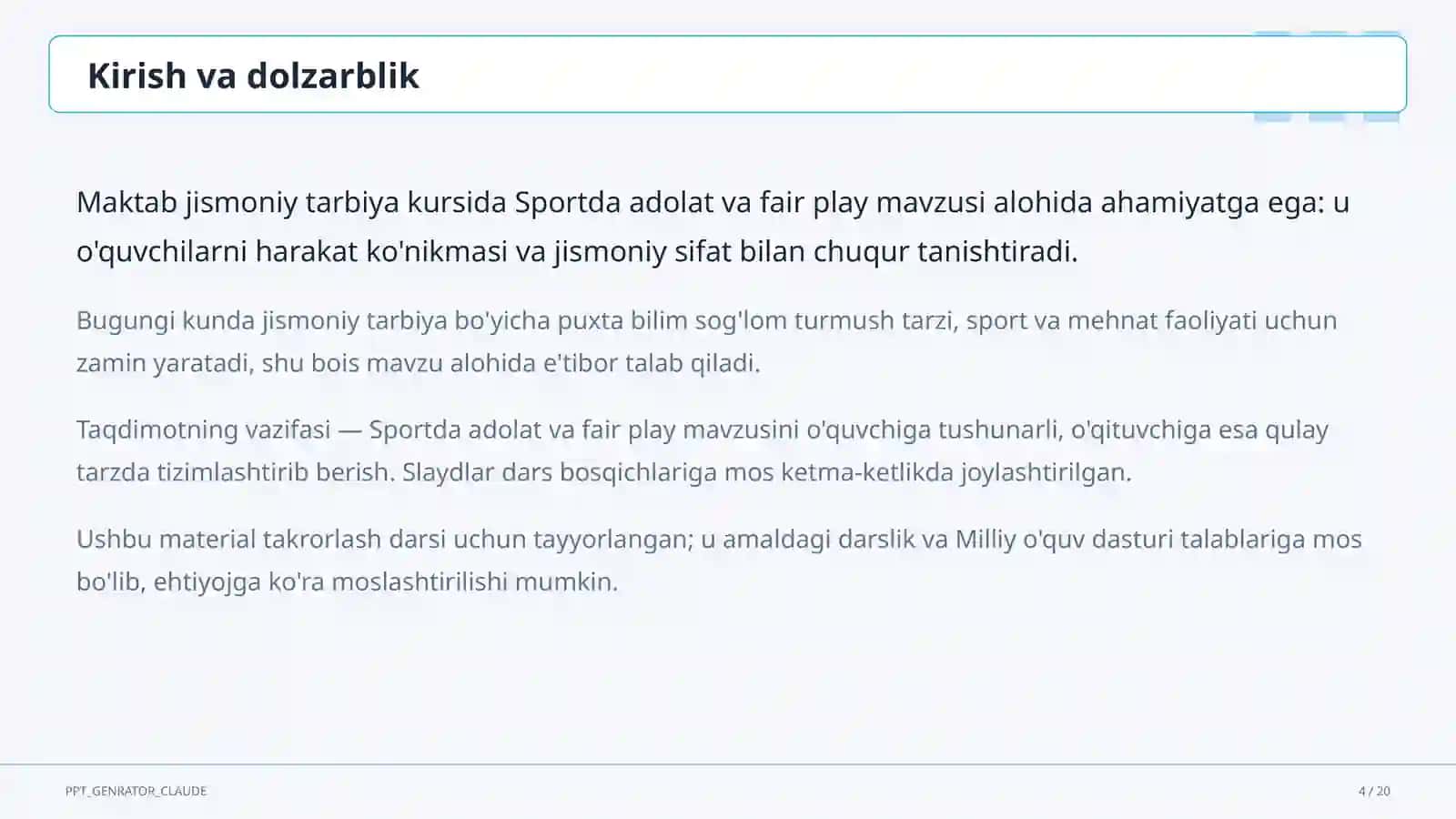 Sportda adolat va fair play (10-sinf) 4