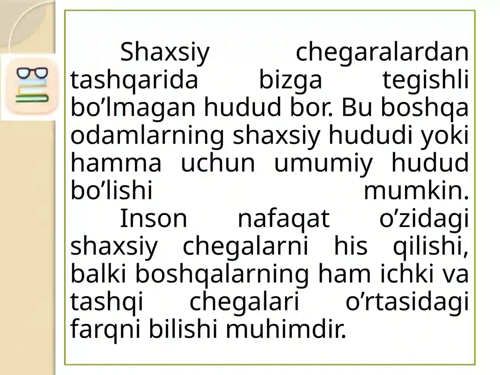 SHAXSIY CHEGARALAR 4sinf tarbiya 4