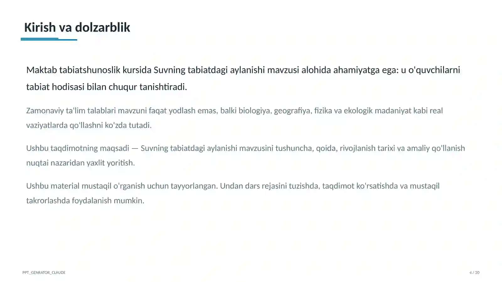 Suvning tabiatdagi aylanishi (2-sinf) 4