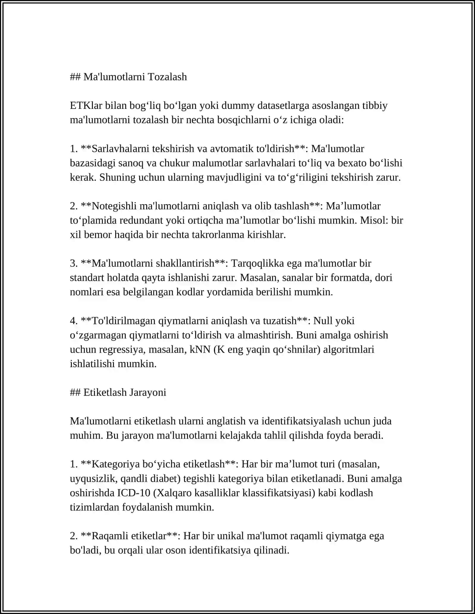 ELEKTRON TIBBIY KARTALARDA MA´LUMOTLARNI TAHLIL QILISH.DUMMY DATASET BILAN ISHLASH 4