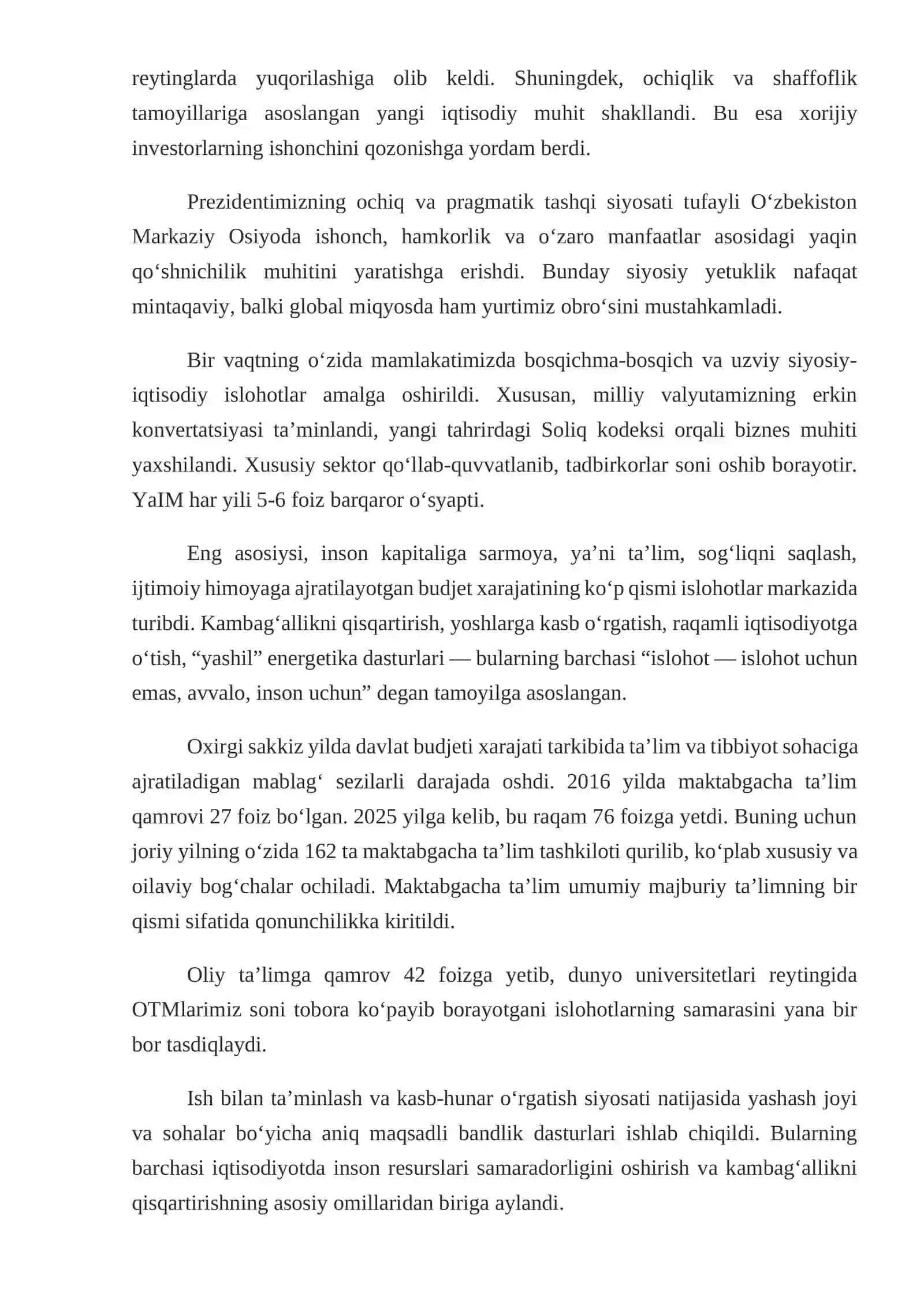 Yangi O‘zbekiston davrida iqtisodiyot va tadbirkorlikning rivoji 4