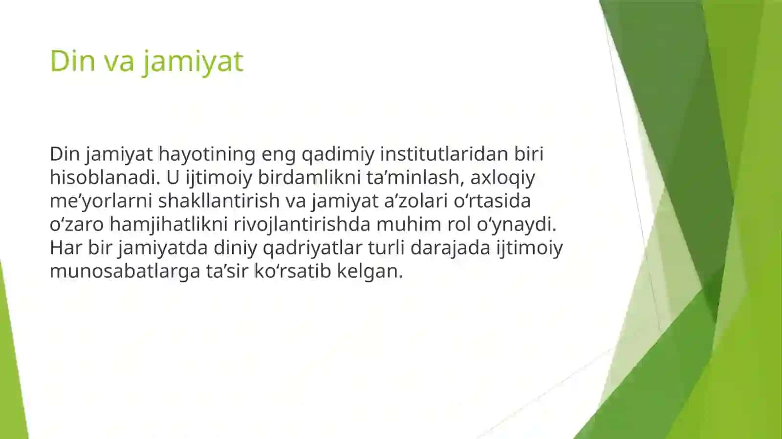 Din sotsiologiyasining jamiyat hayotidagi o‘rni va ahamiyati 4