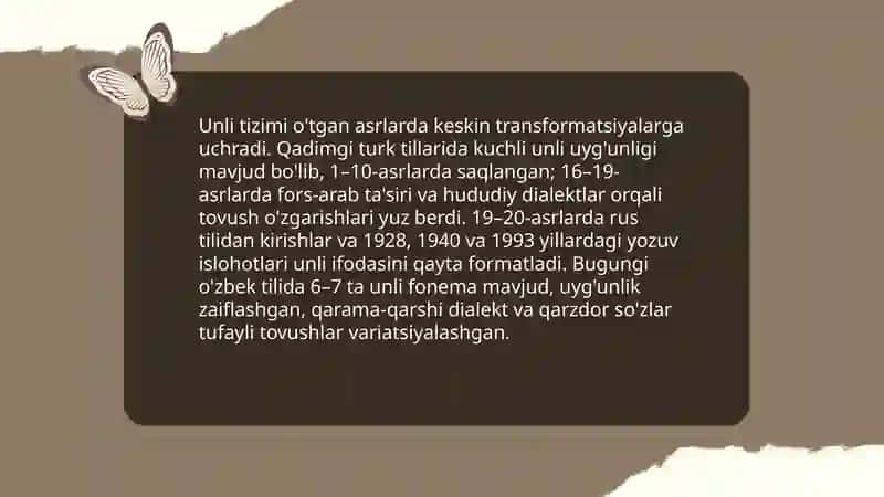 Fonetika.Til toshuvlari. O’tmish, bugun, kelajak 4