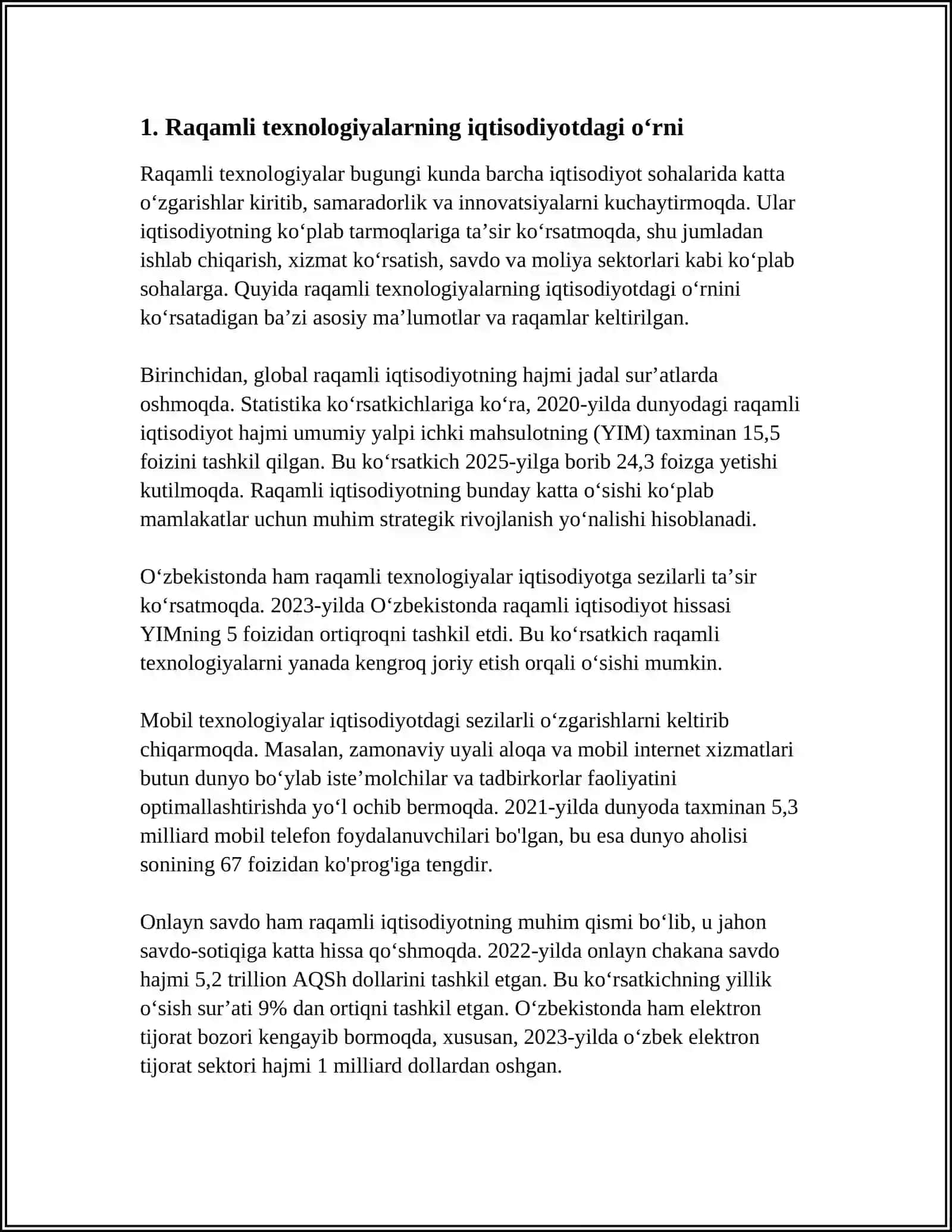 IQTISODIYOTDA RAQAMLI TEXNOLOGIYALARDAN FOYDALANISHNING ASOSIY ROLLARI 4