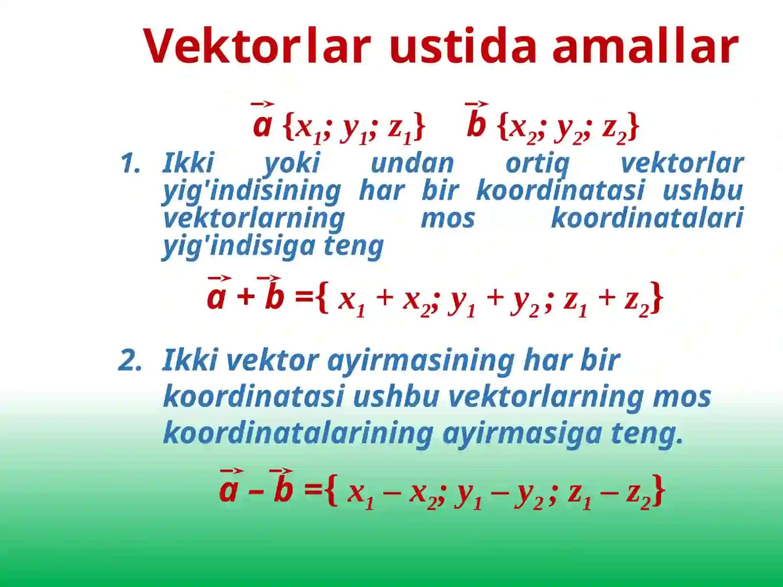 Dekart koordinatalar va vektorlar 4