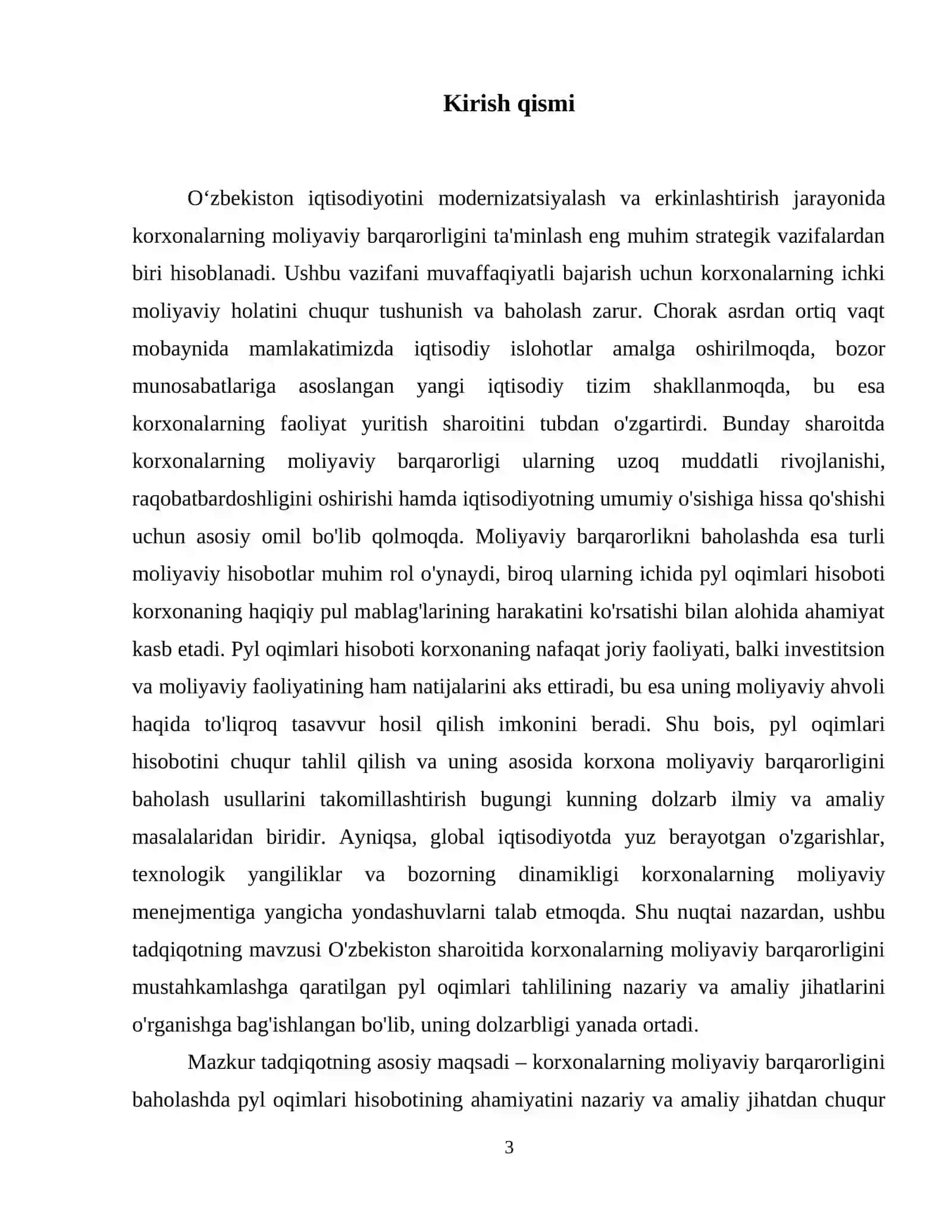 Pyl oqimlari to'g'risida hisobotning korxona moliyaviy barqarorligini baholashdagi ahamiyati va tahliliy yondashuvlari 4