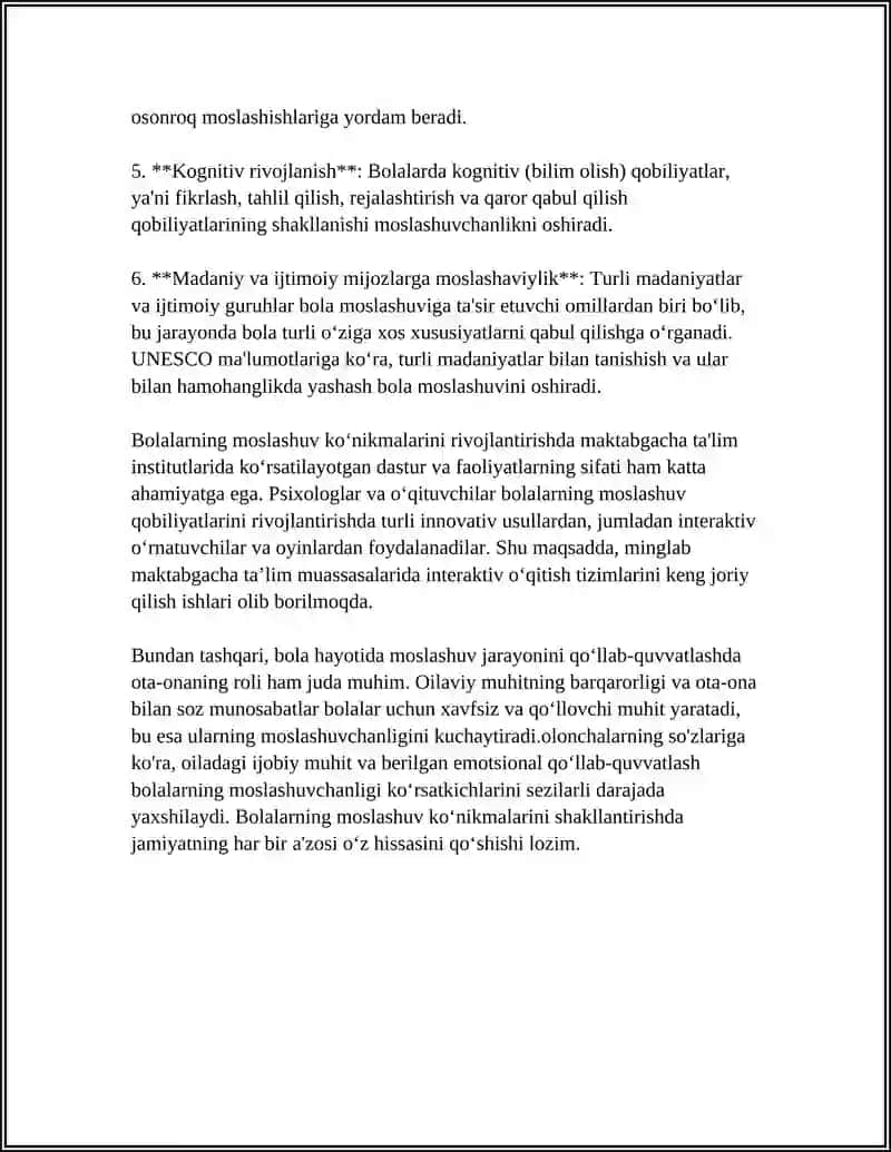 IJTIMOIY PEDAGOGIK FAOLIYATDA BOLALARNING MOSLASHUV KOʻNIKMALARINI SHAKLLANTIRISH 4