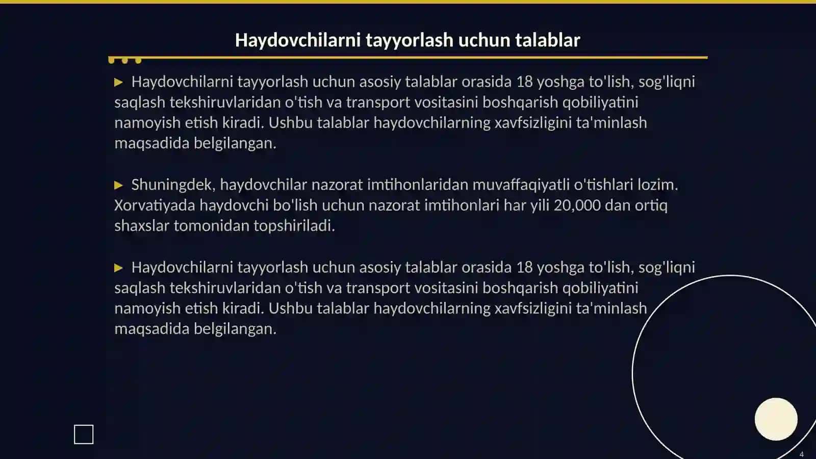 Xorvatiyada davlatida Haydovchilarni tayyorlash va qayta tayyorlashga qo'yiladigan talablar 4