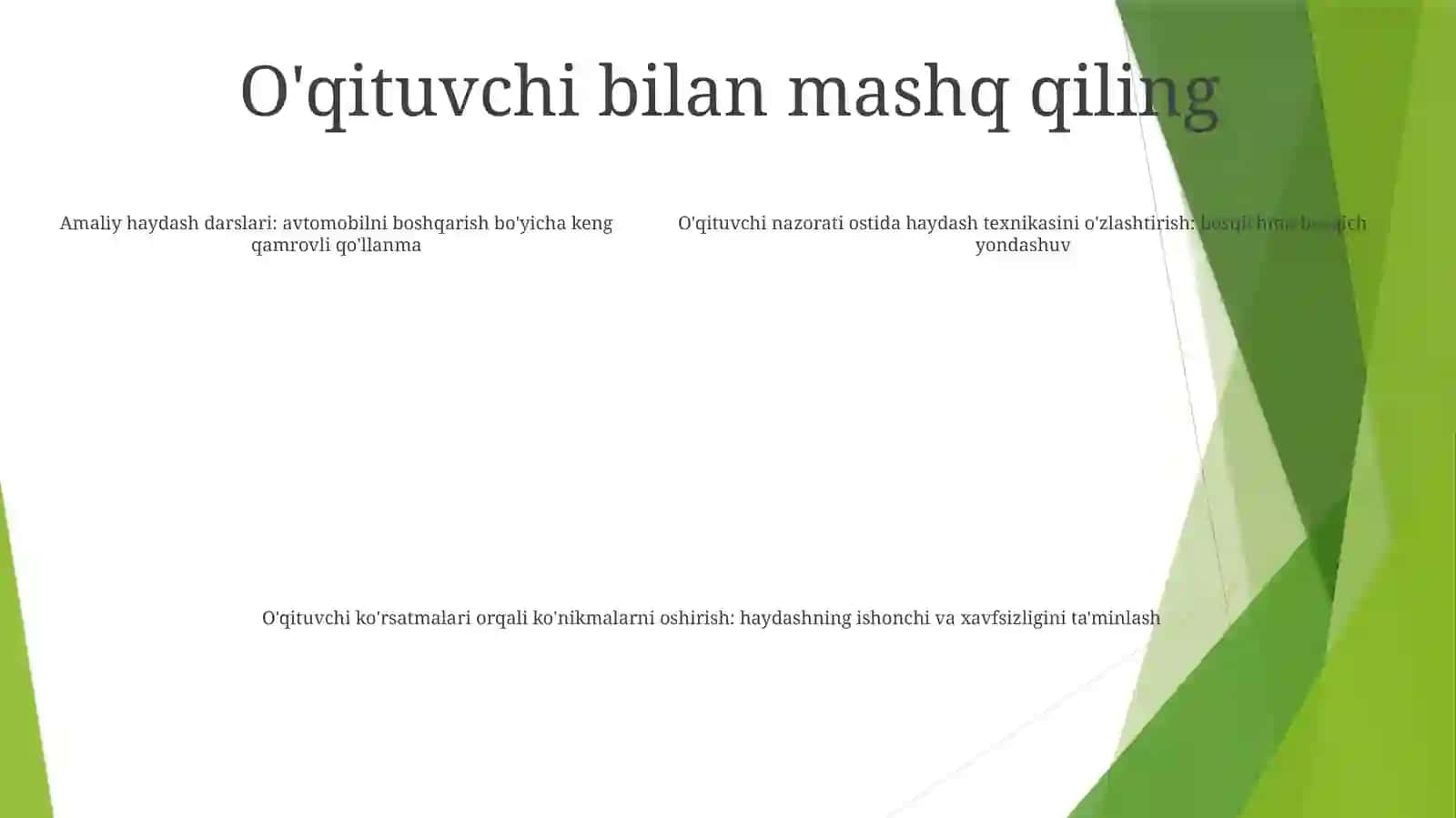 Avtotransport Vositasini BoshqarishgaO'RgatishBosqichlari 4