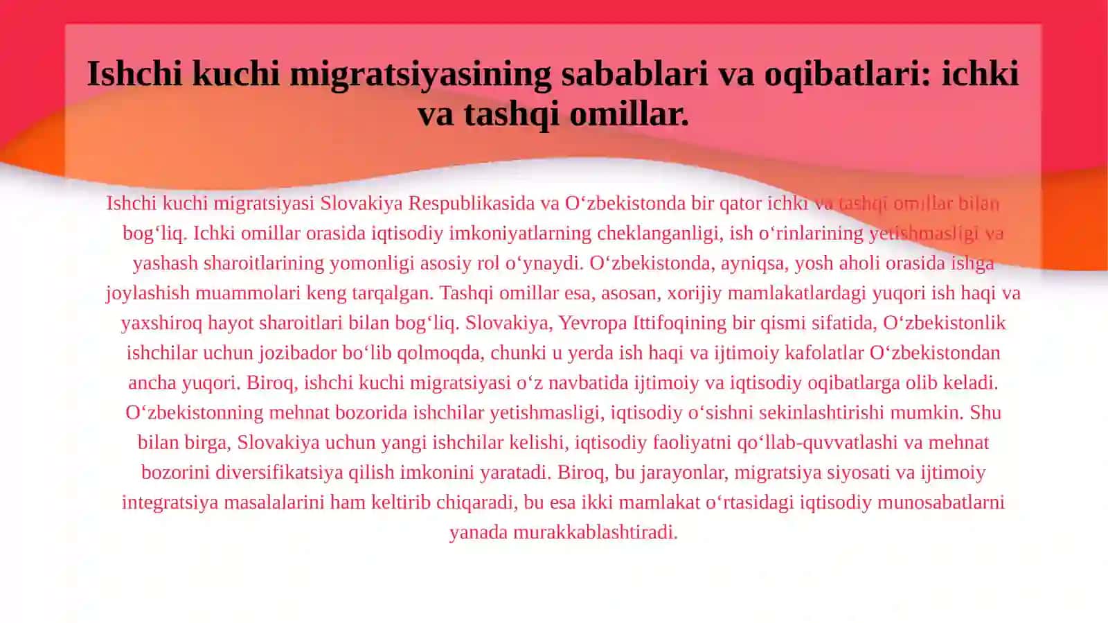 Slovakiya Respublikasining oziq ovqat muammosi, ishchi kuchi migratsiyasi va migratsiya jarayonlaridagi muammolar va Oʻzbekiston bilan olib borilayotgan iqtisodiy munosabatlar tahlili1 4