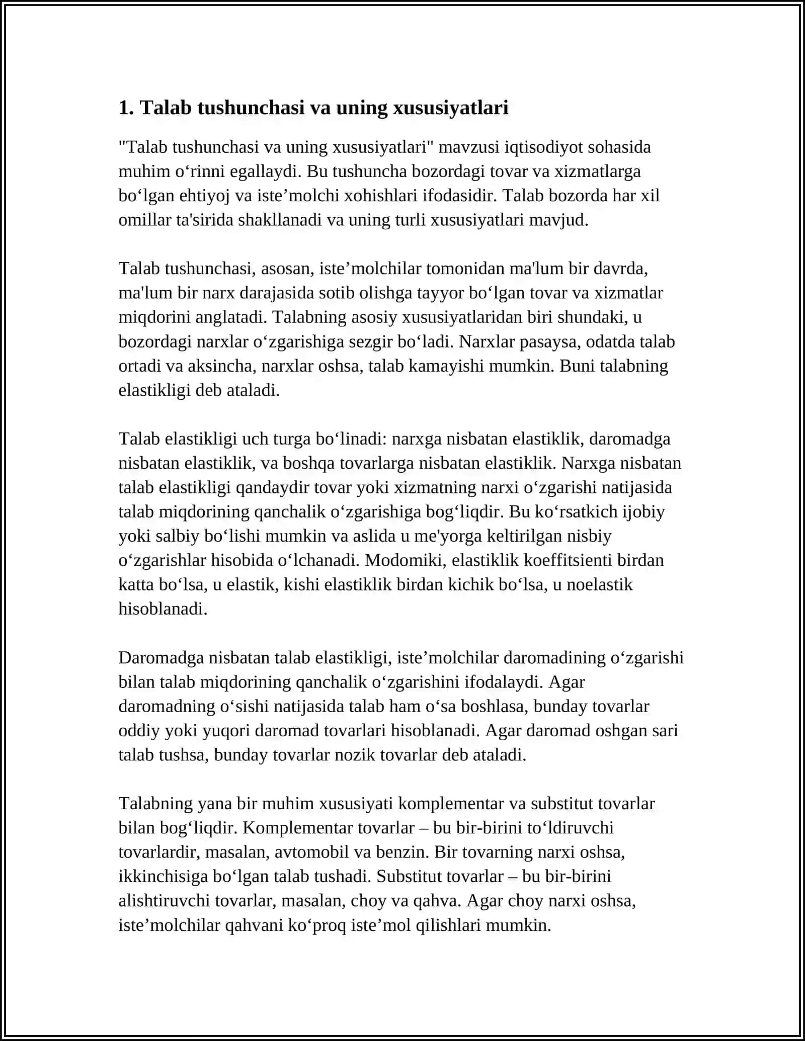 MIKROIQTISODIYOTNING ASOSIY KATEGORIYALARI: TALAB VA TAKLIF 4