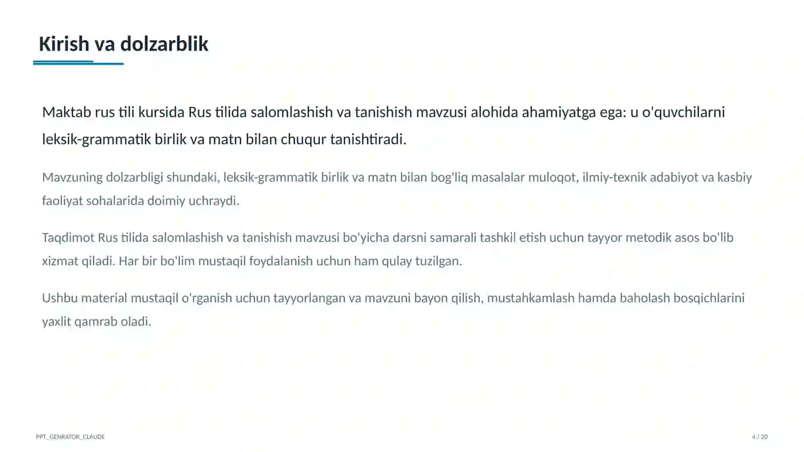 Rus tilida salomlashish va tanishish (2-sinf) 4