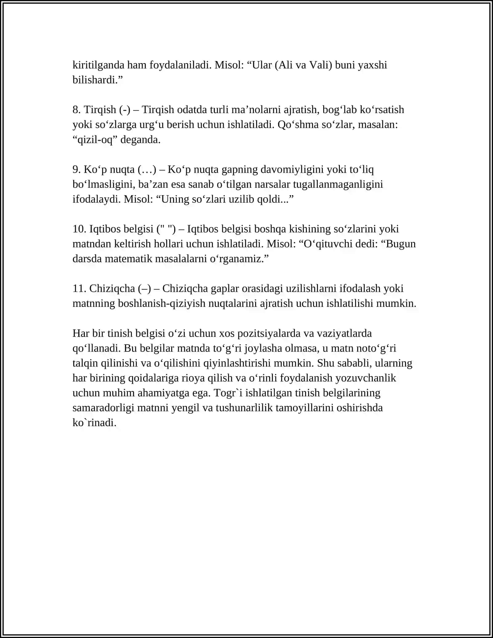 TINISH BELGILARI BILAN ISHLASH 4
