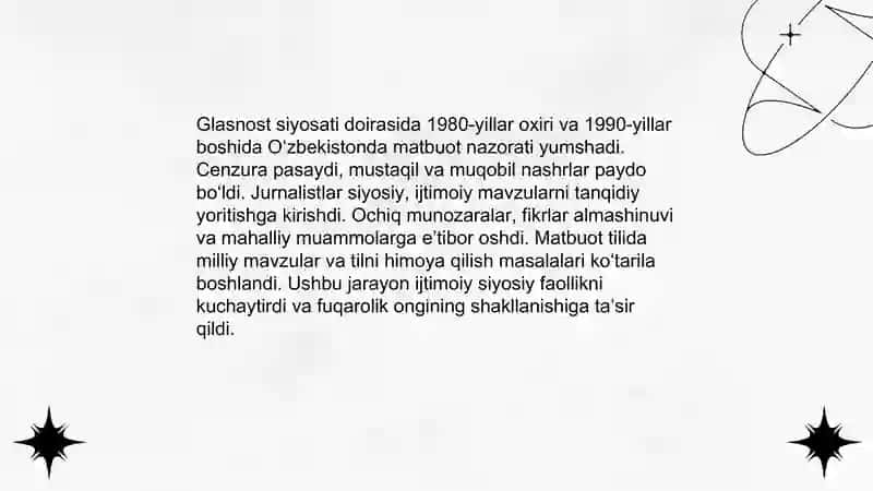 Qayta qurish yillarida O'zbekistondagi ijtimoiy siyosiy vaziyat 4
