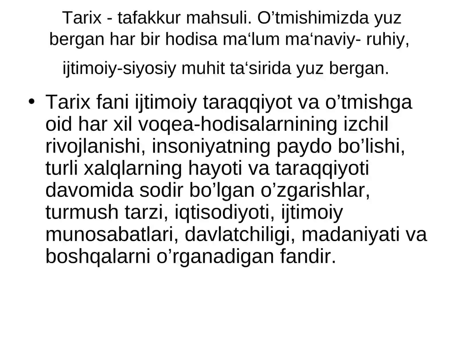 O’ZBEKISTON TARIXI FANINING PREDMETI, NAZARIY-METODOLOGIK ASOSLARI, MANBALARI VA AHAMIYATI 4