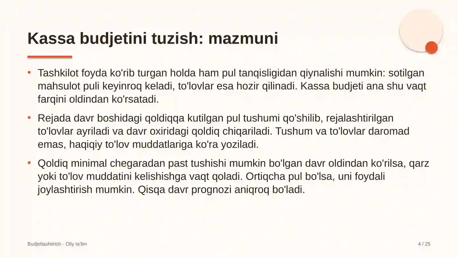 Jamoat tashkilotlarida kassa budjetini tuzish 4