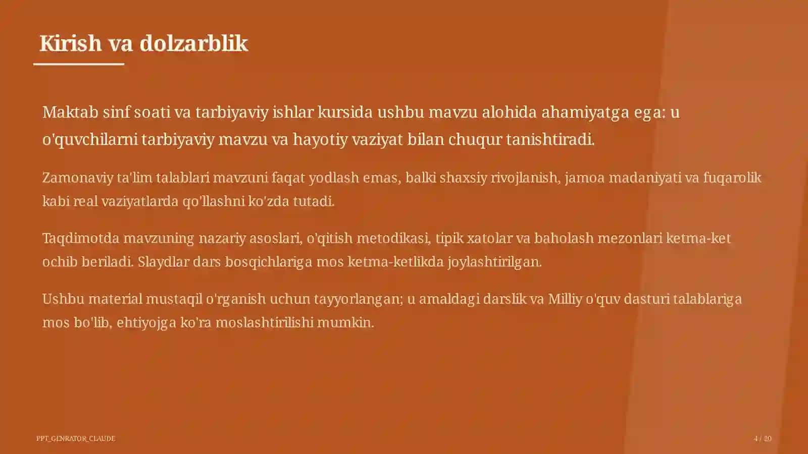 Sinf soati va tarbiyaviy tadbirlar 4