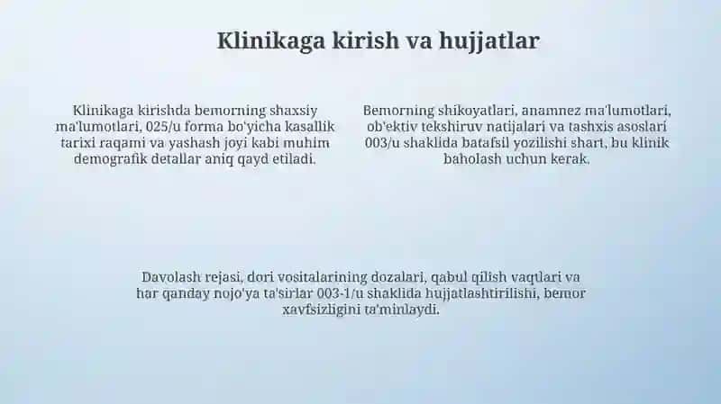 Tibbiyot deontologiyasi yatrogeneya klinika bilan tanishish, hujjatlar, navbatchilik 4