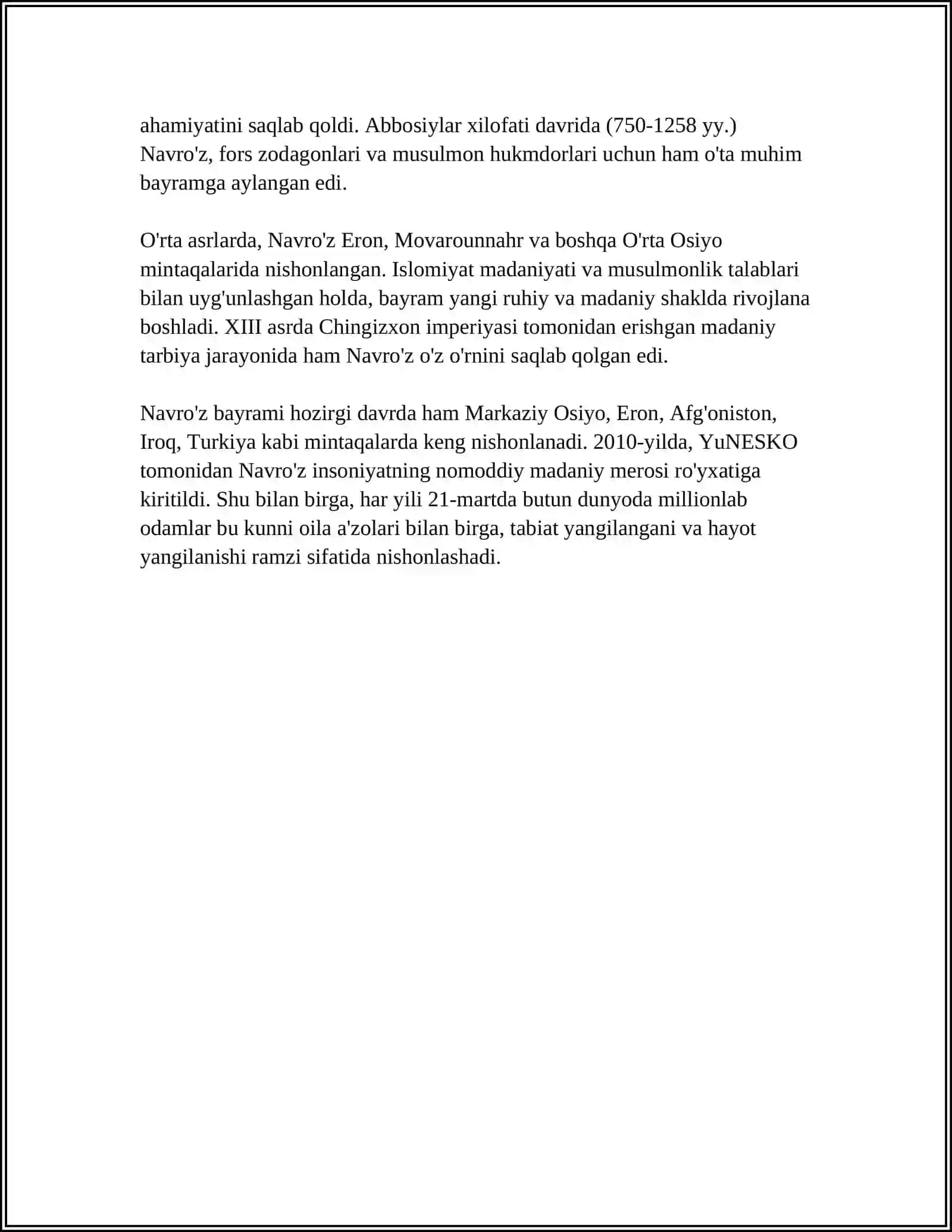 MAVSUMIY VA OILAVIY MAROSIM FOLKLORI NAMUNALARI VA ULARNING BADIIYATI. "NAVRO'Z" BAYRAMI AN'ANALARI 4