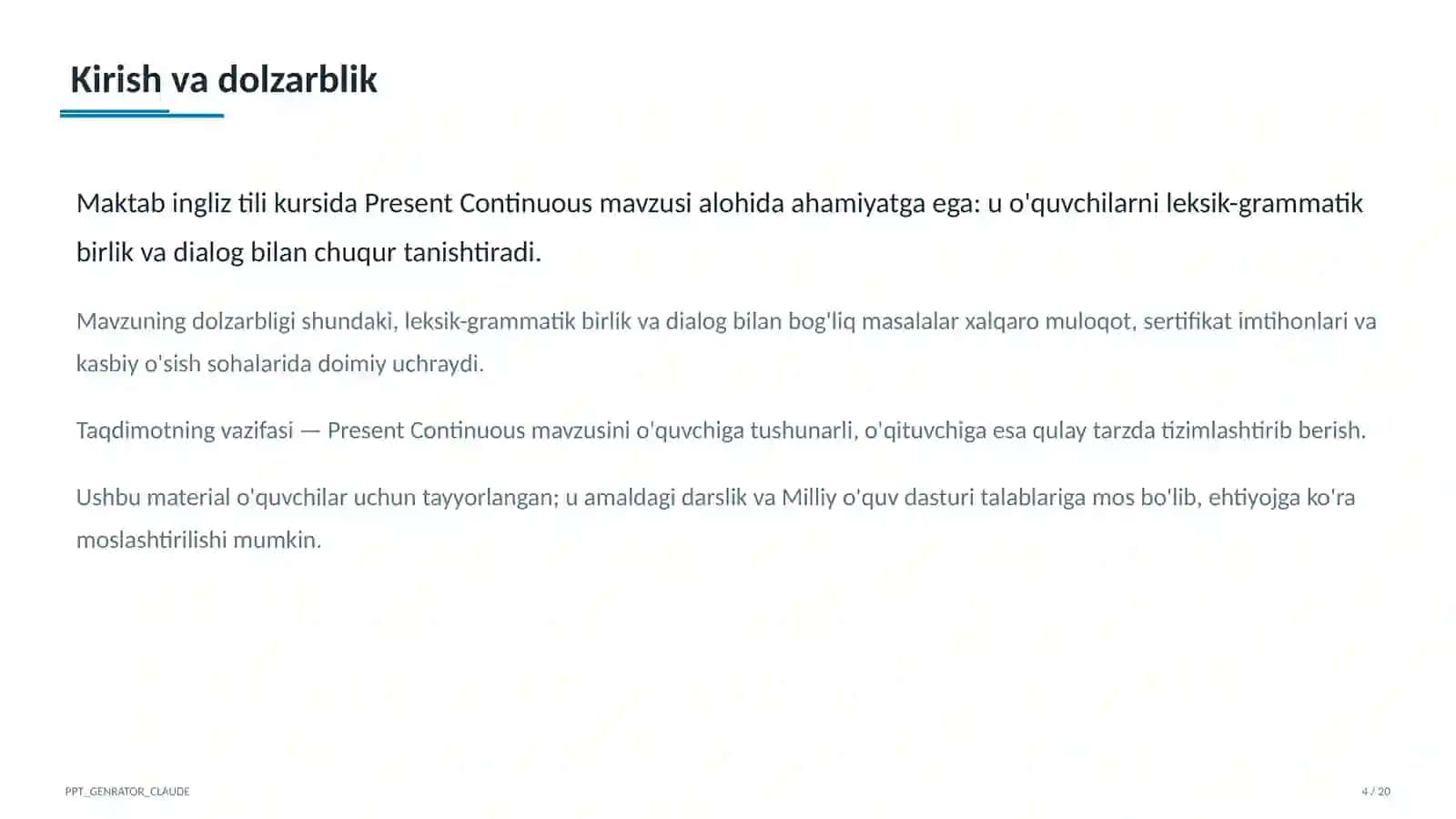 Present Continuous (5-sinf) 4
