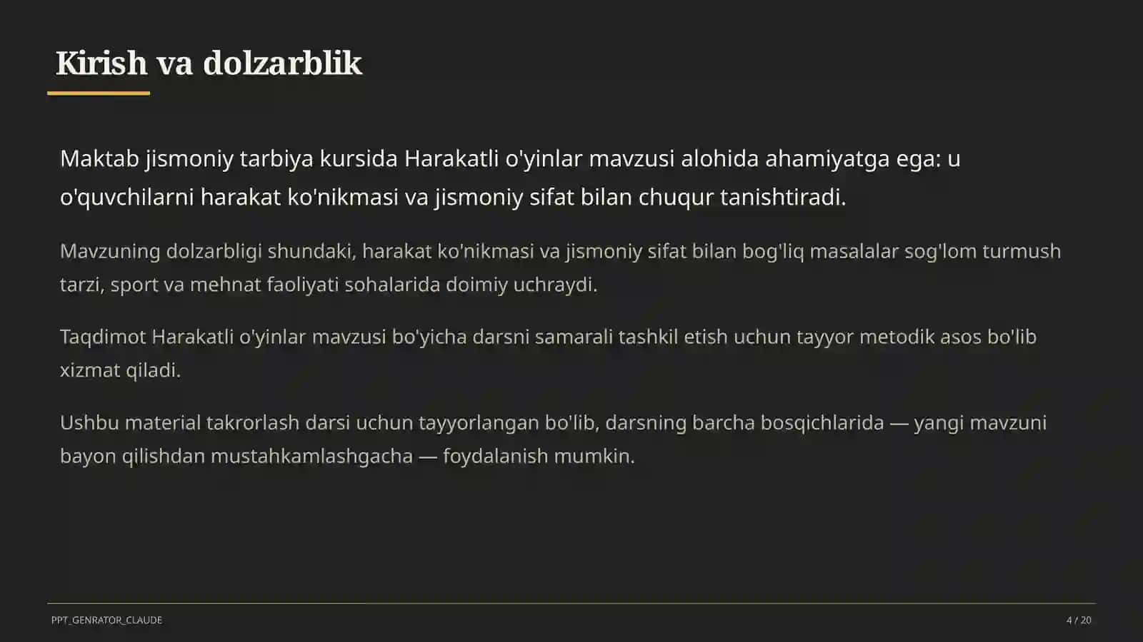 Harakatli o'yinlar (1-sinf) 4