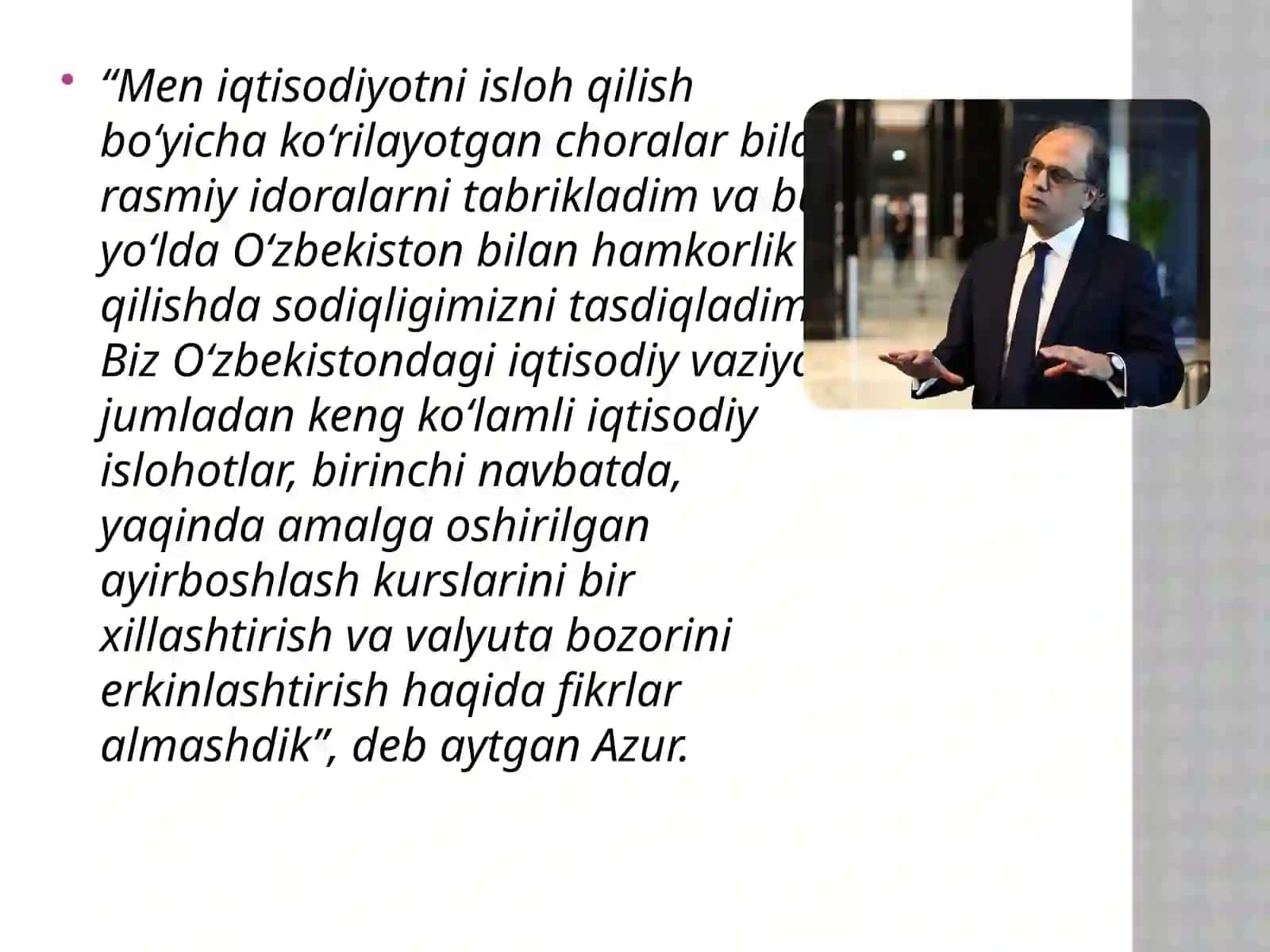 O‘zbekistonda keng ko’lamli iqtisodiy islohot dasturi 4