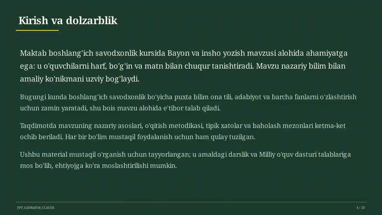 Bayon va insho yozish (4-sinf) 4