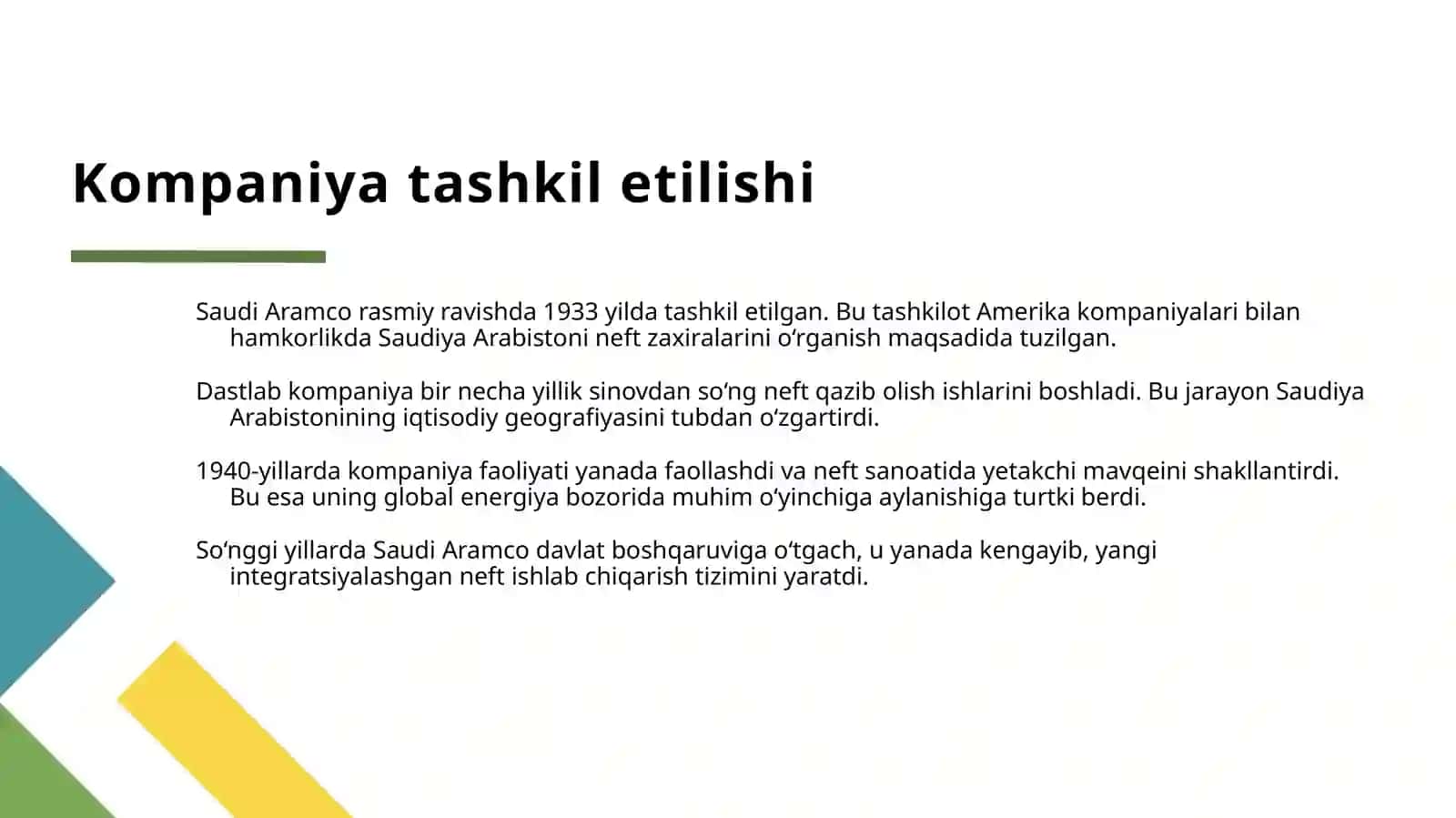 SAUDI ARAMCO KORXONASINI IQTISODIY YORITISH 4