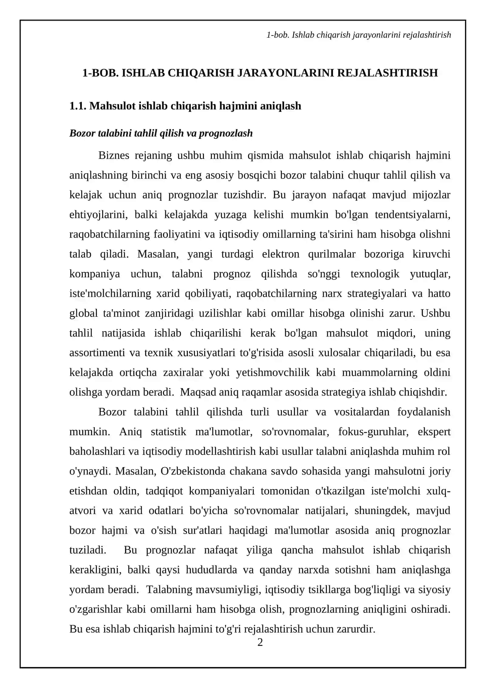 Biznes rejada ishlab chiqarish operatsion ishlab chiqarish 4