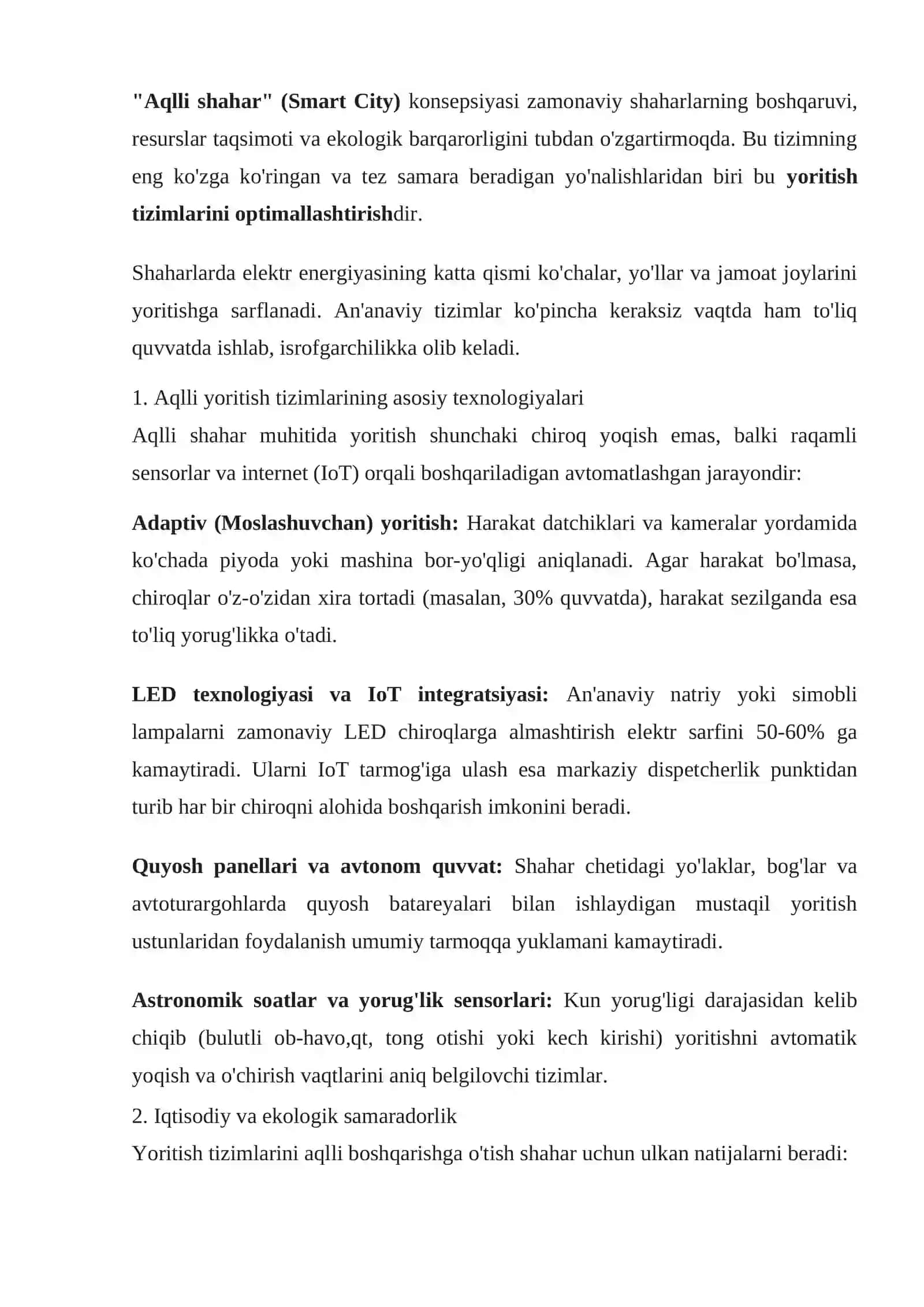 Shahar infratuzilmasida energosarflarni tejash usullari va texnologiyalari 4