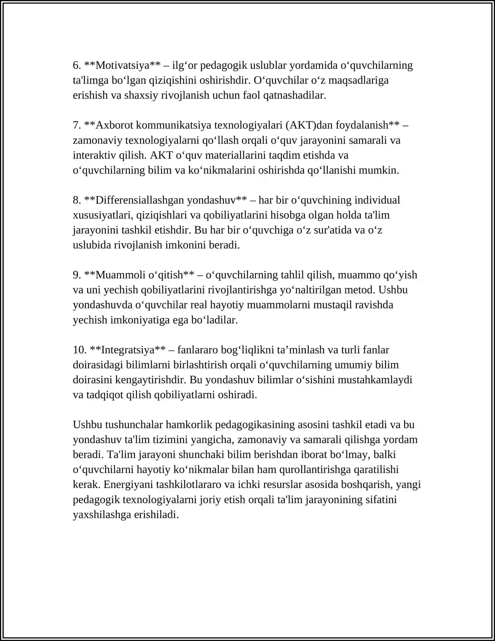HAMKORLIK PEDAGOGIKASINING KONTSEPTUAL G'OYALARI 4
