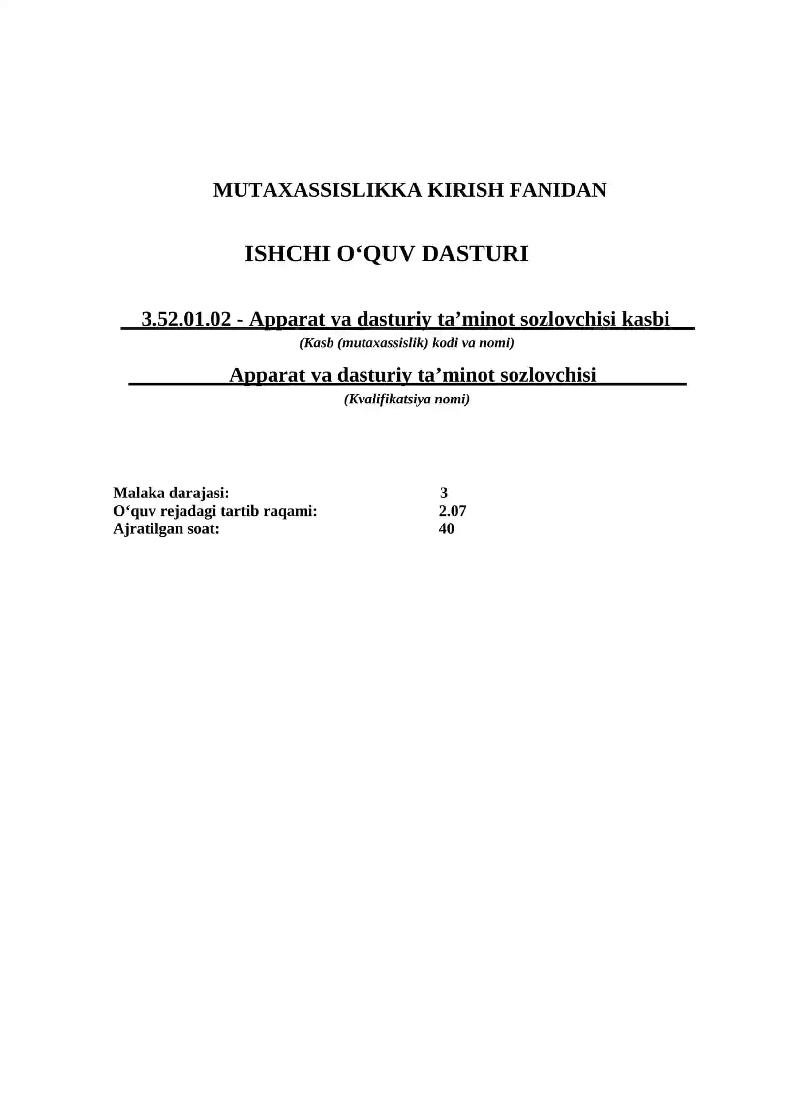 MUTAXASSISLIKKA KIRISH 4