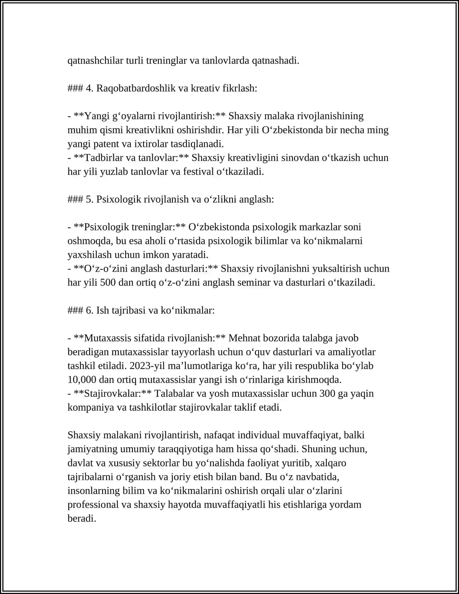 SHAXSNING MALAKA VA ODATLARI 4