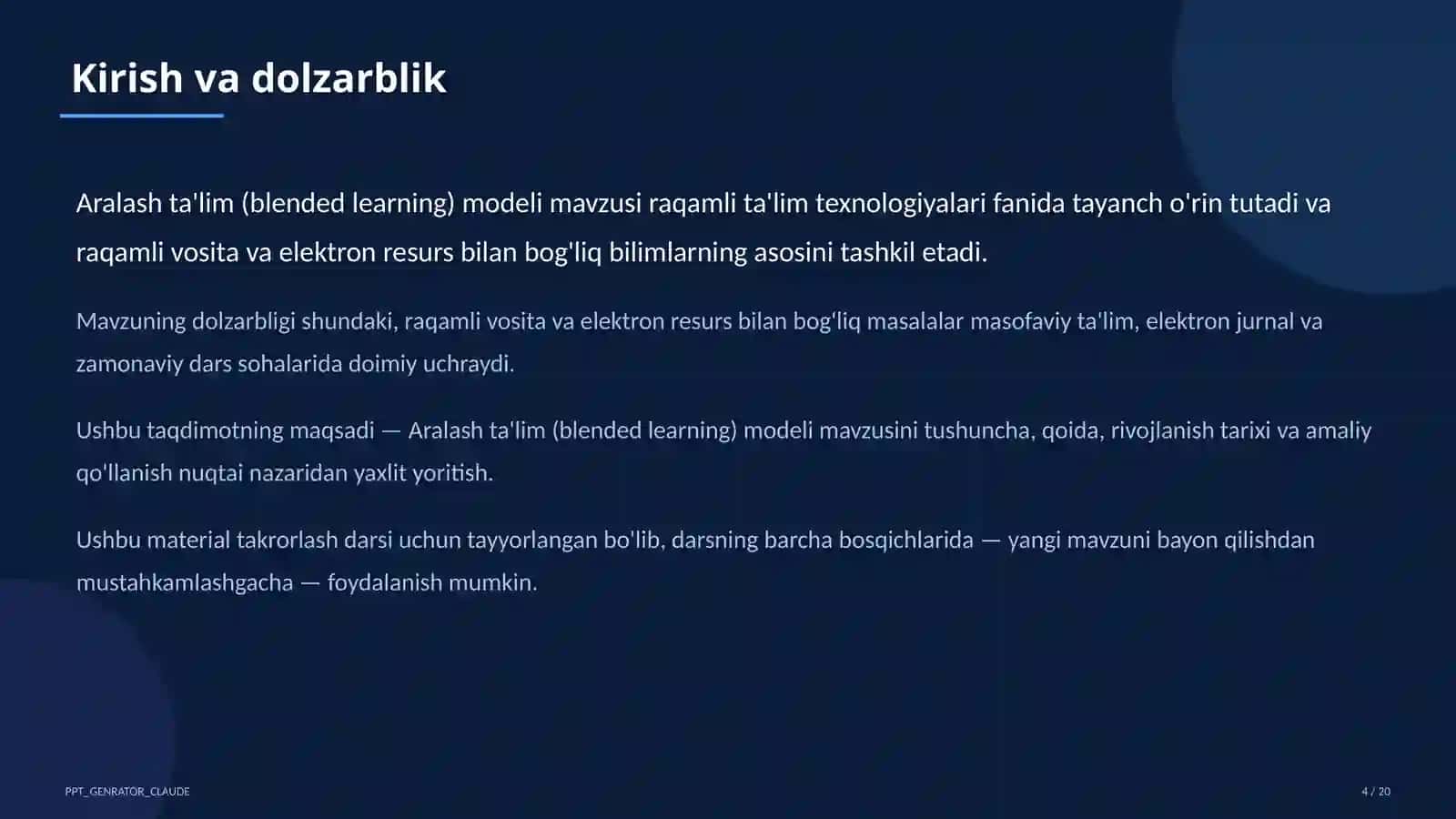 Aralash ta'lim (blended learning) modeli 4