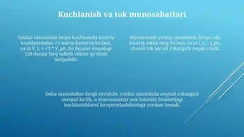 юлдуз усулида уланган уч фазали озгарувчан ток занжирлари 4