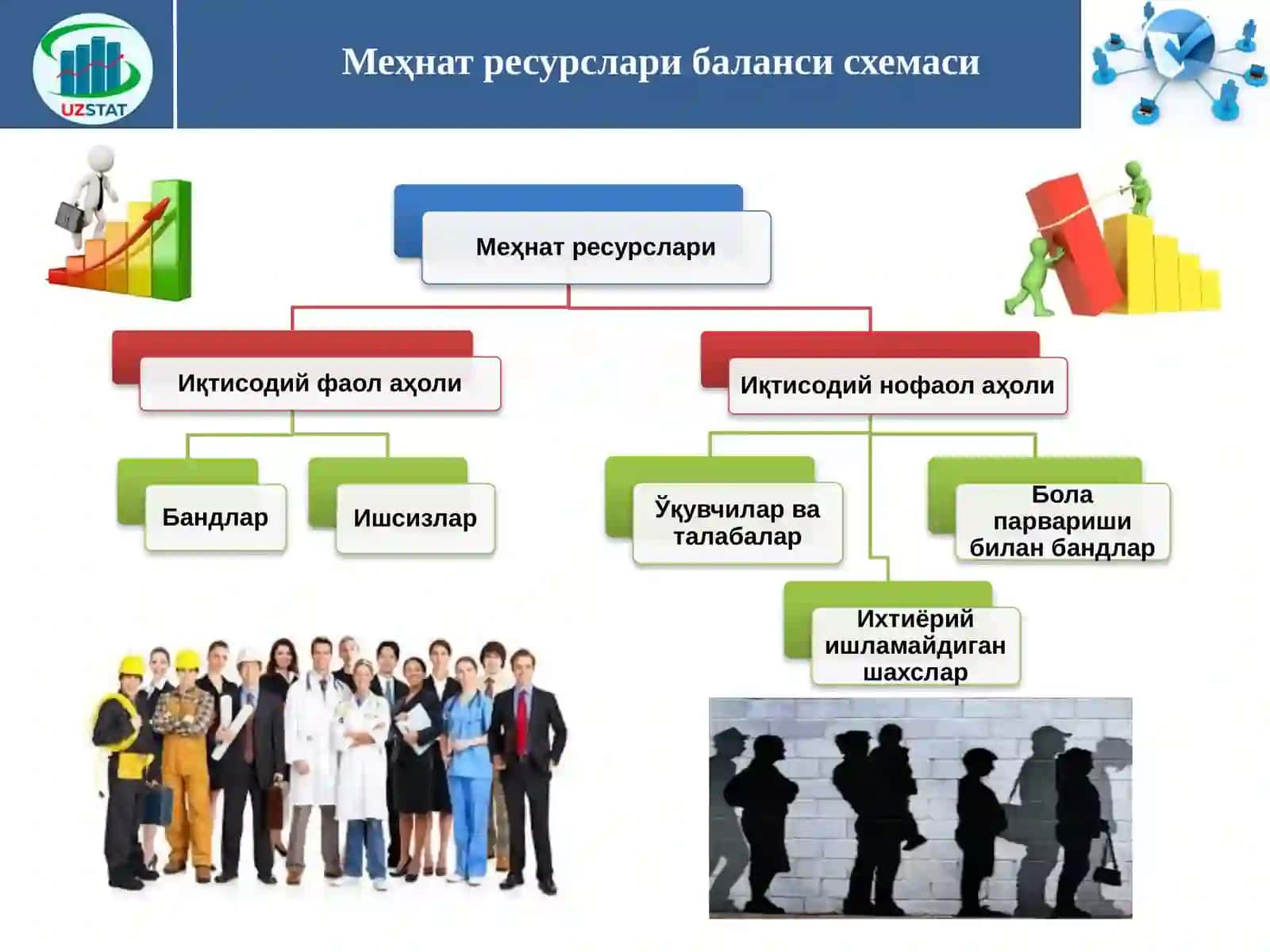 Иқтисодиётда банд бўлганларнинг иқтисодий фаолият турлари, мулкчилик шакли ва ҳудудлари бўйича тақсимланишини статистик ўрганиш 4