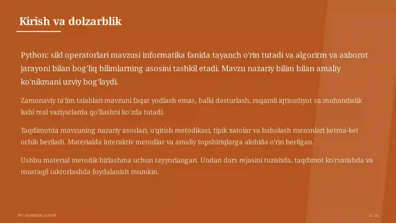 Python: sikl operatorlari (8-sinf) 4