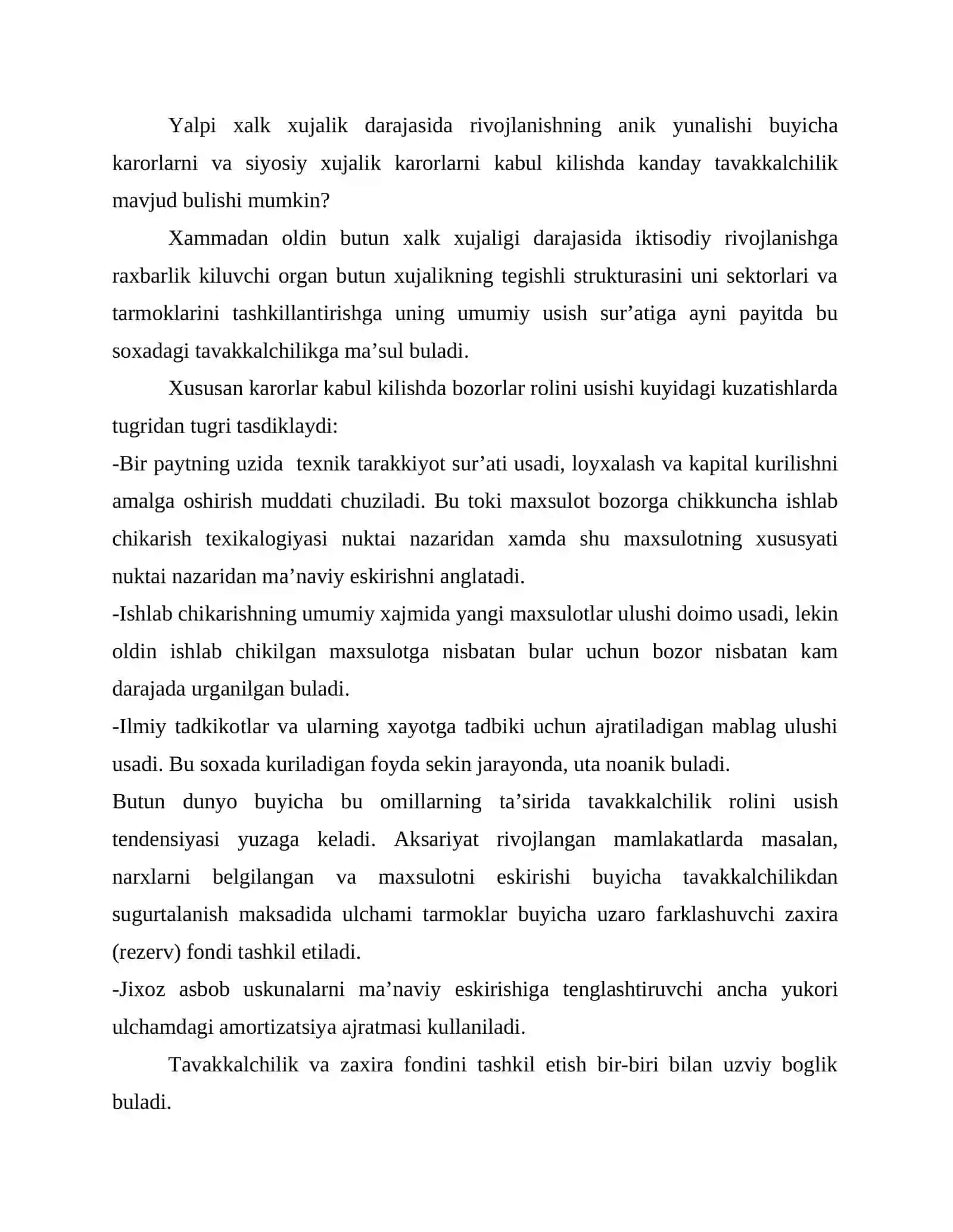 Karorlar kabul kilish va tavakkalchilik 4